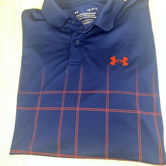 Under Armour Blue & Orange Large Polo Shirt - Picture 1 of 6